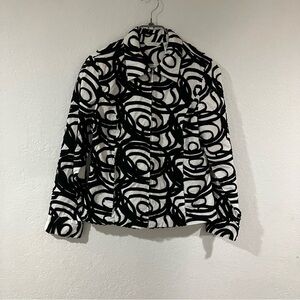 Laura Ashley Size Small Women’s Blazer Full Zip Black White Zip Geometric work